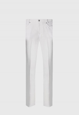 Paul Stuart Linen Five Pocket White | AU_PAUL26395