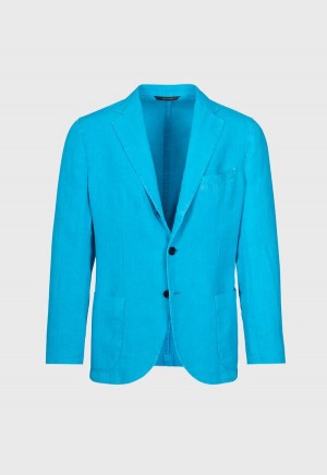 Paul Stuart Linen Garment Dyed Turquoise | AU_PAUL58453