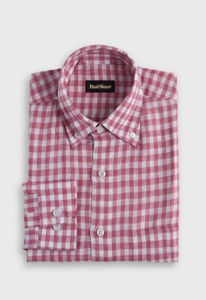 Paul Stuart Linen Gingham Red | AU_PAUL12657