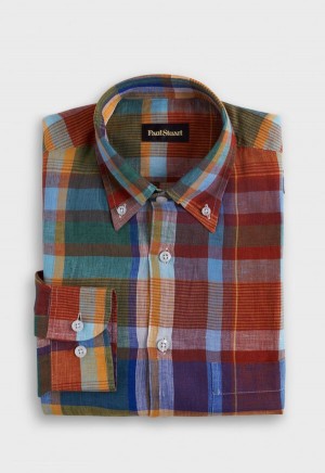 Paul Stuart Linen Plaid Multicolor | AU_PAUL24746