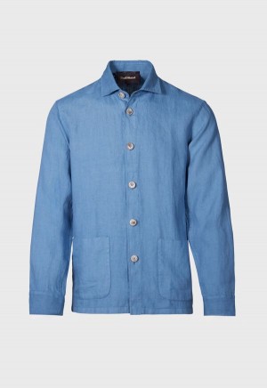 Paul Stuart Linen Shirt Blue | AU_PAUL91266