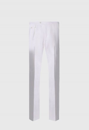 Paul Stuart Linen Washed Pleated Front White | AU_PAUL59822