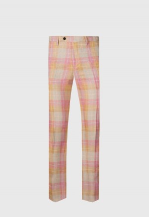 Paul Stuart Linen & Cotton Plaids Coral | AU_PAUL14854