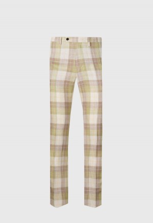 Paul Stuart Linen & Cotton Plaids Olive | AU_PAUL88708