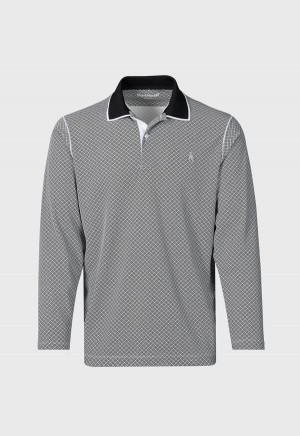 Paul Stuart Long Sleeve Parquet Pattern Golf Black | AU_PAUL95104