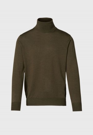 Paul Stuart Merino Wool Turtleneck Olive | AU_PAUL19676