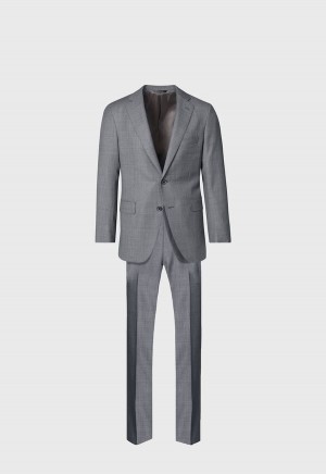 Paul Stuart Nailhead All Year Wool Grey / White | AU_PAUL78582