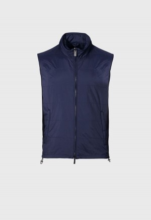 Paul Stuart Nylon Zip Vest Navy | AU_PAUL52893