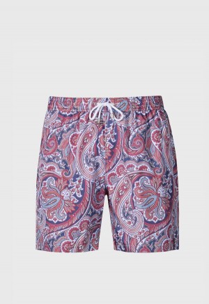 Paul Stuart Paisley Print Swim Trunk Blue / Red | AU_PAUL42096