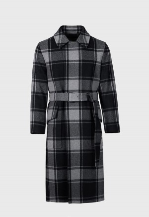 Paul Stuart Plaid Balmacaan Grey / Black | AU_PAUL48072