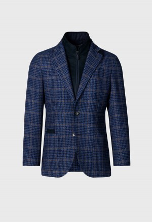 Paul Stuart Plaid with Removable Vest Navy | AU_PAUL18634