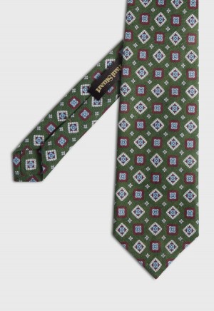 Paul Stuart Printed Linen Medallion Green | AU_PAUL85966