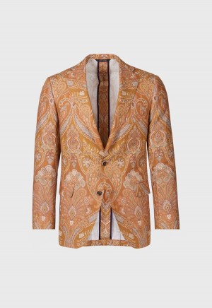 Paul Stuart Printed Paisley Linen Gold | AU_PAUL93901