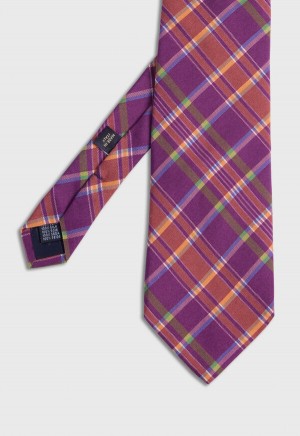 Paul Stuart Printed Silk Plaid Purple | AU_PAUL93534