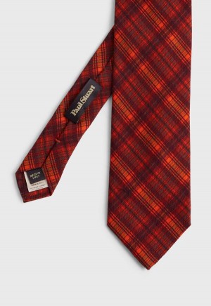 Paul Stuart Printed Wool Plaid Orange | AU_PAUL46970