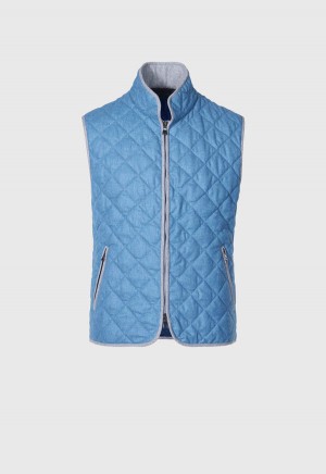 Paul Stuart Quilted Wool Flannel Light Blue | AU_PAUL77349