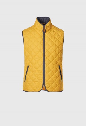 Paul Stuart Quilted Wool Flannel Vest Gold | AU_PAUL70457