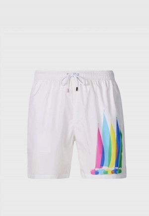 Paul Stuart Sailboat Swim Trunk White / Multicolor | AU_PAUL68173