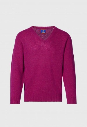 Paul Stuart Shetland Wool V-Neck Red | AU_PAUL28961