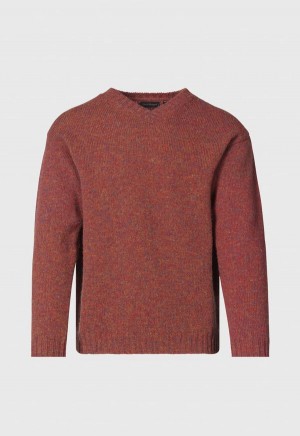 Paul Stuart Shetland Wool V-Neck Red | AU_PAUL87410