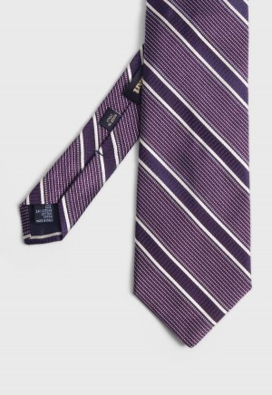 Paul Stuart Silk Jacquard Macclesfield Stripe Purple | AU_PAUL82093