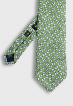 Paul Stuart Silk Tossed Oval Print Green | AU_PAUL31087