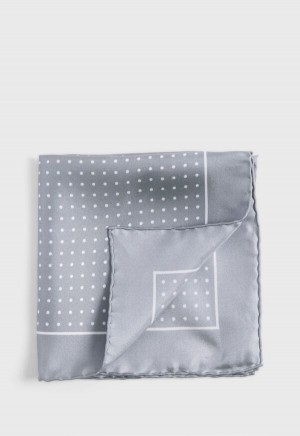 Paul Stuart Silk Twill Dot Print Silver / White | AU_PAUL57525