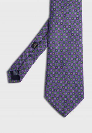 Paul Stuart Silk Twill Floral Medallion Purple | AU_PAUL95048