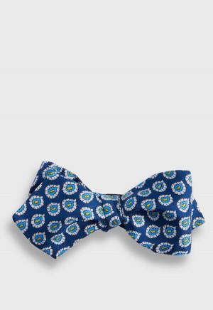 Paul Stuart Silk Twill Micro Floral Bow Blue | AU_PAUL90643