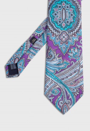 Paul Stuart Silk Twill Paisley Print Lavender | AU_PAUL41807