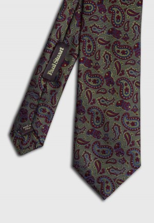 Paul Stuart Small Jacquard Paisley Olive | AU_PAUL15908