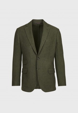 Paul Stuart Solid Wool Soft Constructed Olive | AU_PAUL81213