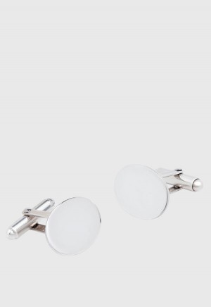 Paul Stuart Sterling Silver Polished Oval Cufflinks Silver | AU_PAUL49531