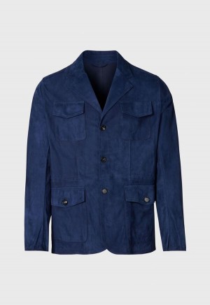 Paul Stuart Suede Field Jacket Navy | AU_PAUL97114