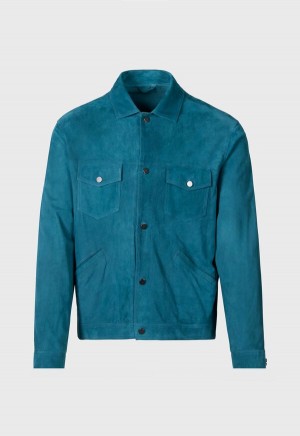 Paul Stuart Suede Jean Jacket Turquoise | AU_PAUL46886