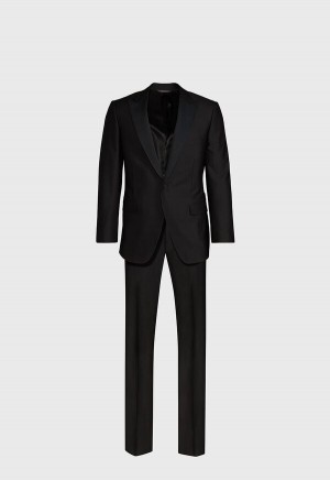 Paul Stuart Super 120s Wool Paul Tuxedo Black | AU_PAUL46854