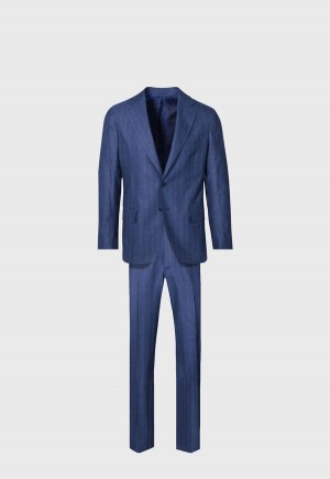 Paul Stuart Super 120s Wool Stripe Suit Blue | AU_PAUL42801