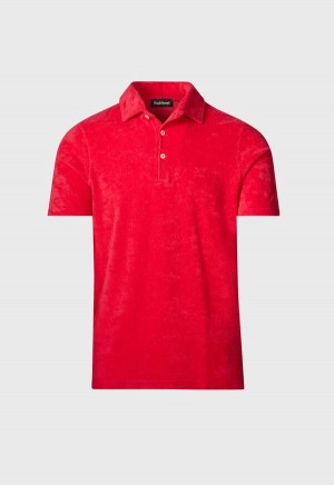 Paul Stuart Terry Cloth Short Sleeve Red | AU_PAUL67880