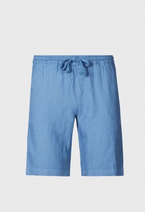 Paul Stuart Washed Linen Bermudas Blue | AU_PAUL59656