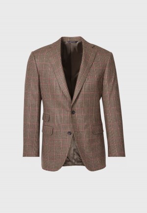 Paul Stuart Wool Cashmere Plaid Paul Olive / Red | AU_PAUL28414