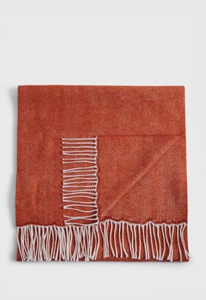 Paul Stuart Wool Chevron Scarf Orange | AU_PAUL60571