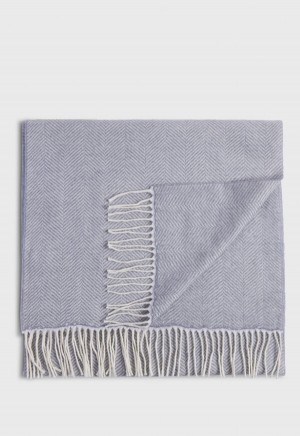 Paul Stuart Wool Chevron Scarf Silver | AU_PAUL27253