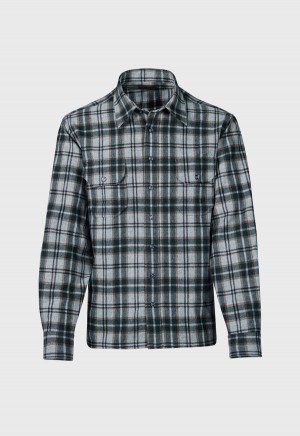 Paul Stuart Wool Plaid Overshirt Grey | AU_PAUL14692