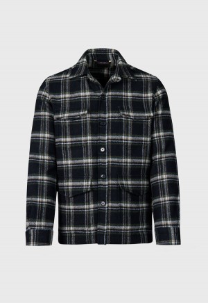 Paul Stuart Wool Plaid Shirt Jacket Black / Multicolor | AU_PAUL27443