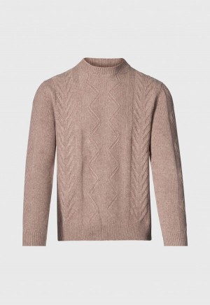 Paul Stuart Wool & Cashmere Cable Crewneck Beige | AU_PAUL20778