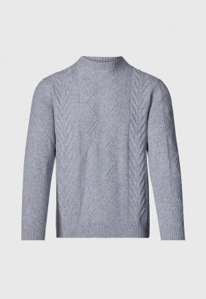 Paul Stuart Wool & Cashmere Cable Crewneck Grey | AU_PAUL98095