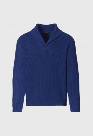 Paul Stuart Wool & Cashmere Shawl Collar Blue | AU_PAUL15675