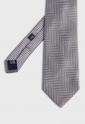 Paul Stuart Woven Silk Chevron Silver | AU_PAUL22549