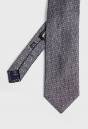 Paul Stuart Woven Silk Micro Pattern Silver | AU_PAUL74303