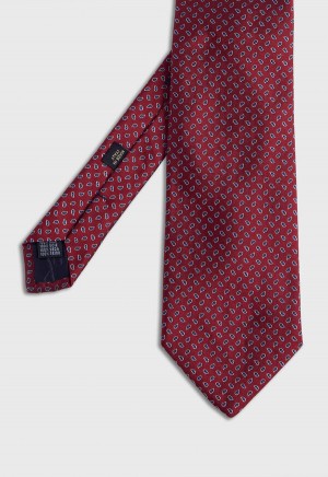 Paul Stuart Woven Silk Micro Pine Motiff Red | AU_PAUL97843